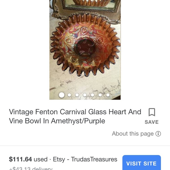 ♦️♦️SOLD♦️♦️Vintage RARE amethyst Glass/ iridescent Carnival glass - Picture 8 of 9